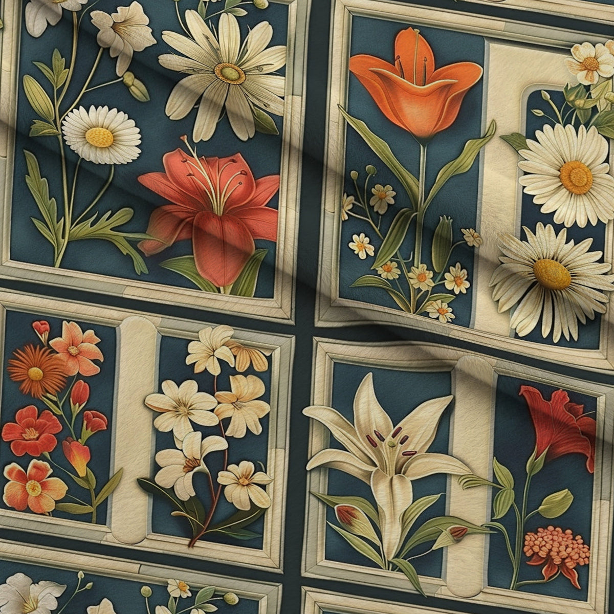 Botanical Tarot Pattern 5 Fleece Fabric — fleece fabric folded close-up preview (mv-fleece-v1:lying)