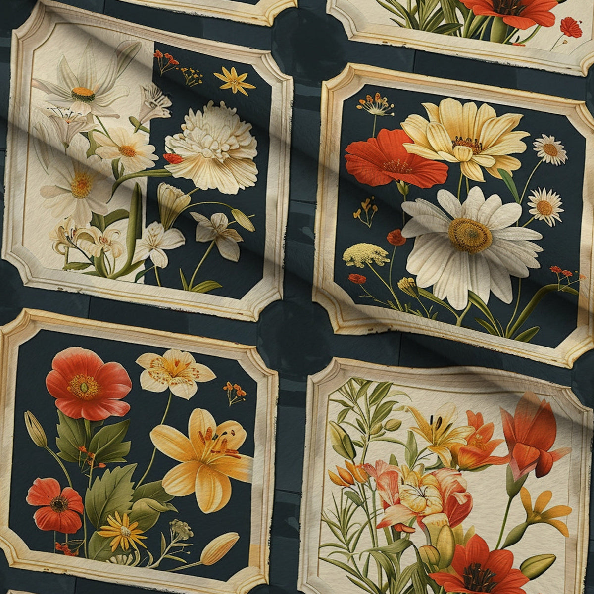 Botanical Tarot Pattern 6 Fleece Fabric — fleece fabric folded close-up preview (mv-fleece-v1:lying)