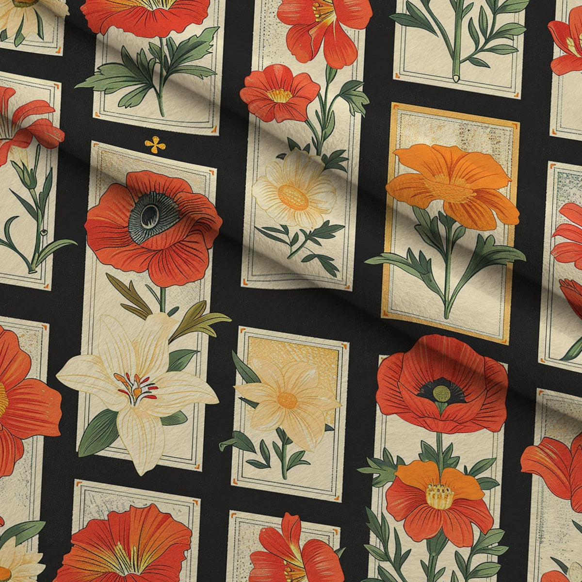 Botanical Tarot Pattern 8 Fleece Fabric — fleece fabric folded close-up preview (mv-fleece-v1:lying)