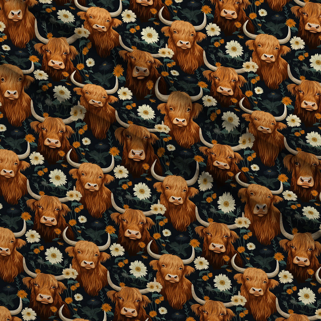 Bovine Blooms Pattern 1 Fleece Fabric — fleece fabric folded close-up preview (mv-fleece-v1:lying)