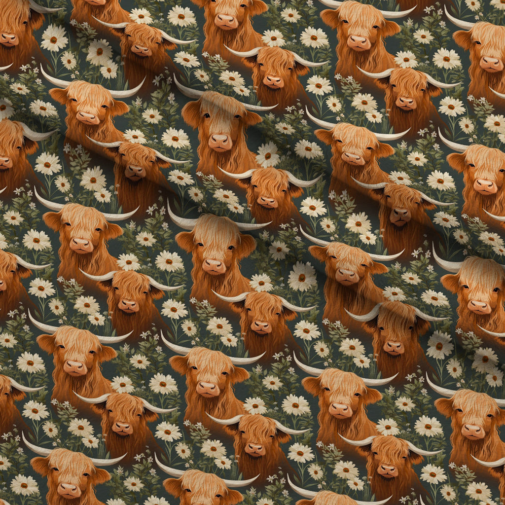 Bovine Blooms Pattern 10 Fleece Fabric — fleece fabric folded close-up preview (mv-fleece-v1:lying)