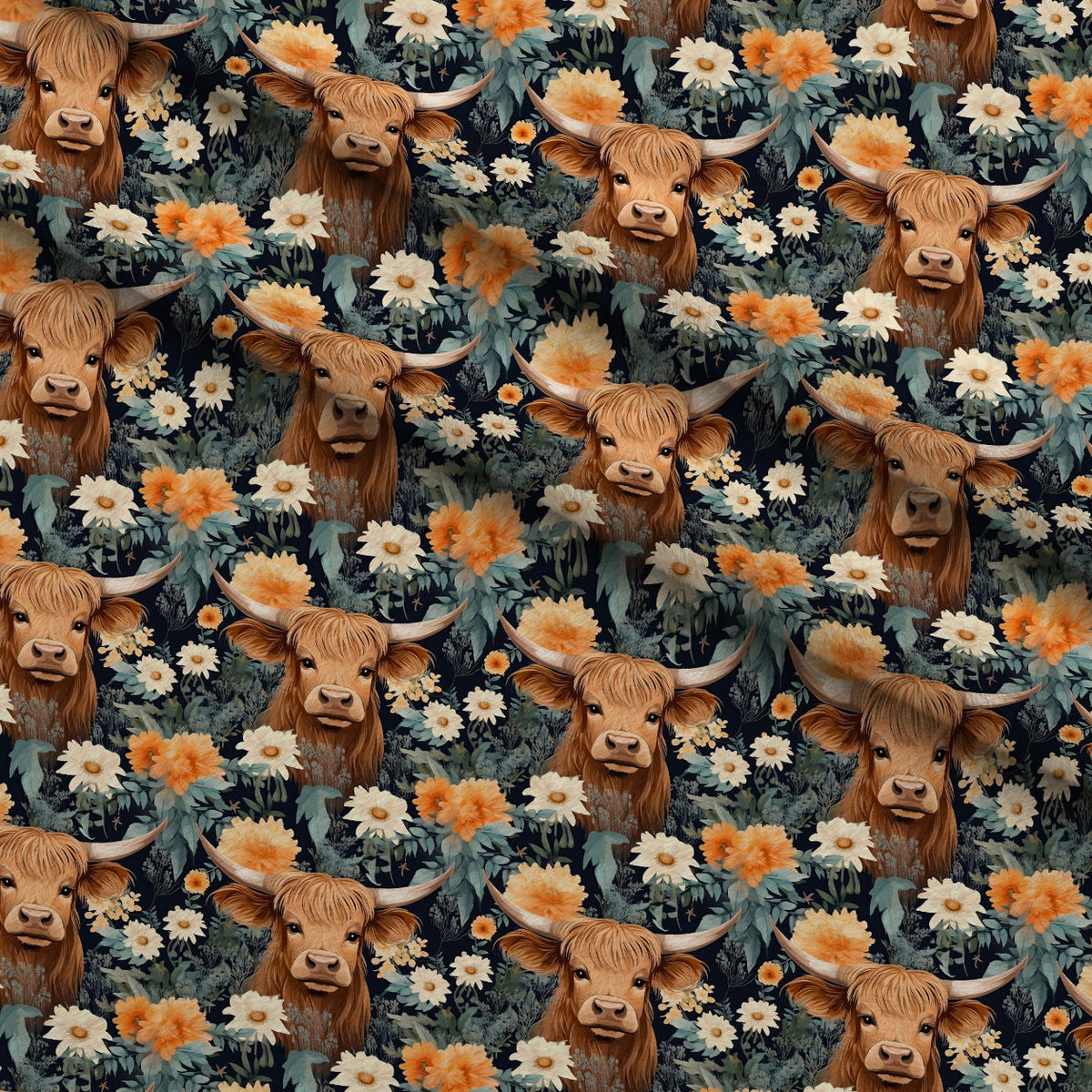Bovine Blooms Pattern 11 Fleece Fabric — fleece fabric folded close-up preview (mv-fleece-v1:lying)