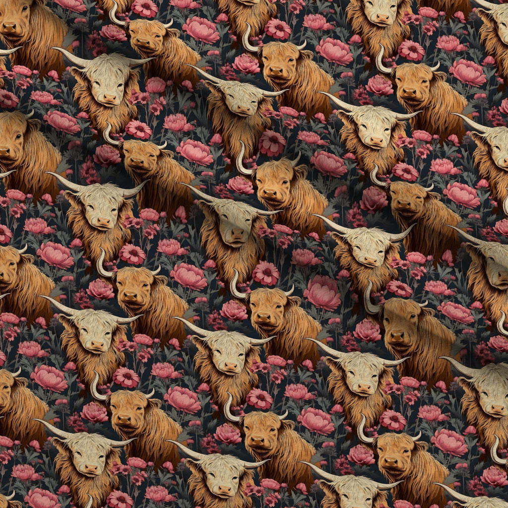 Bovine Blooms Pattern 12 Fleece Fabric — fleece fabric folded close-up preview (mv-fleece-v1:lying)