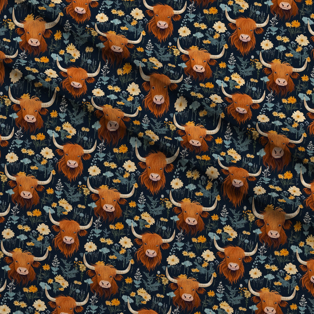 Bovine Blooms Pattern 2 Fleece Fabric — fleece fabric folded close-up preview (mv-fleece-v1:lying)