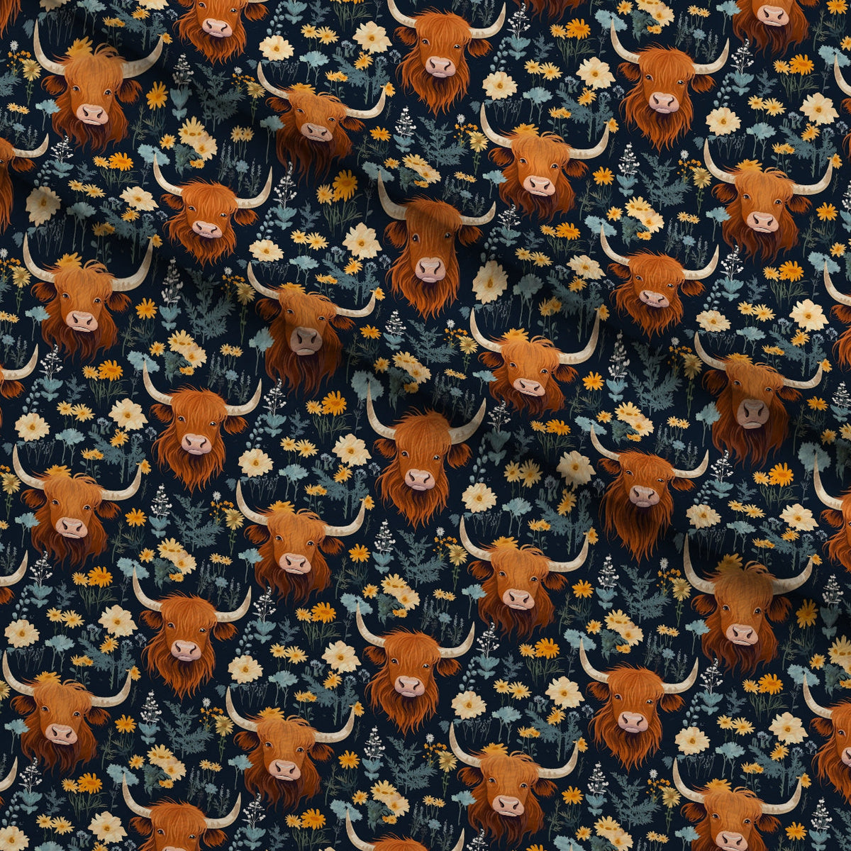 Bovine Blooms Pattern 2 Fleece Fabric — fleece fabric folded close-up preview (mv-fleece-v1:lying)