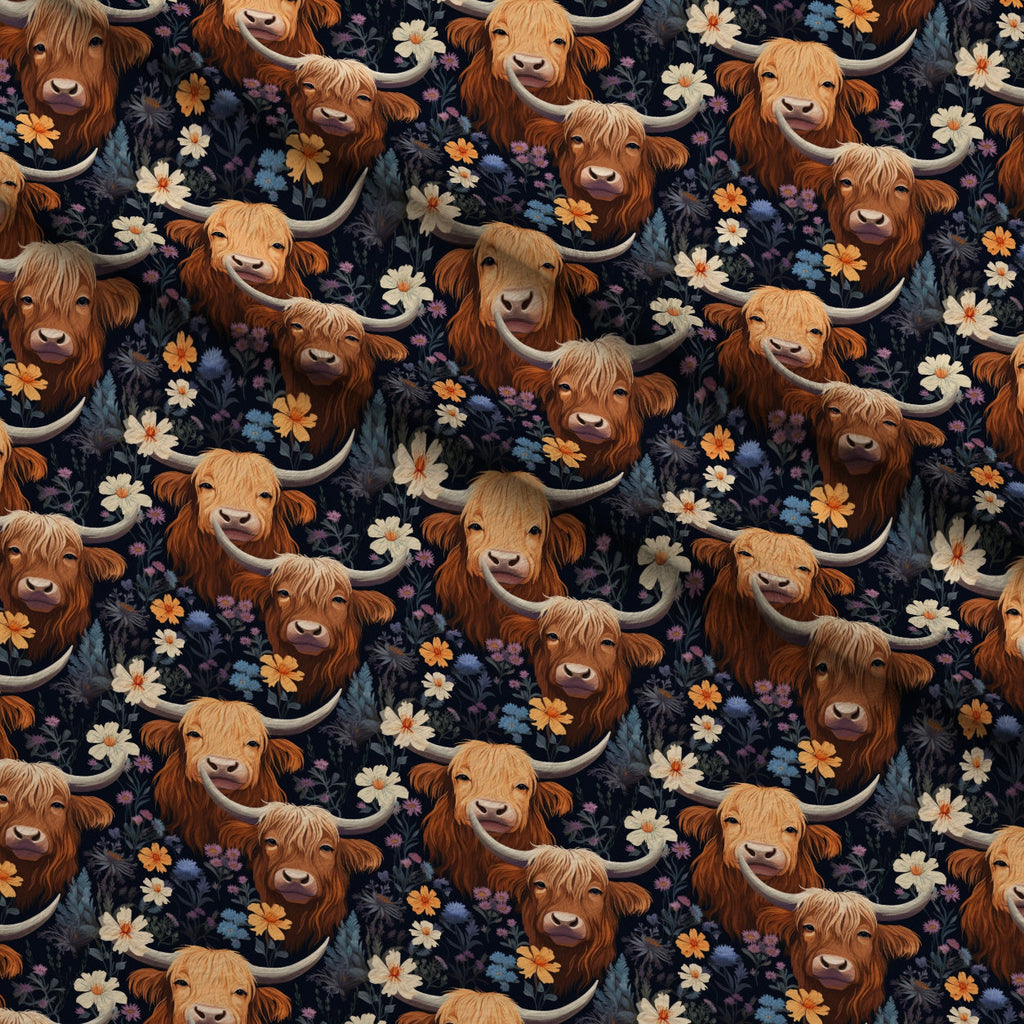 Bovine Blooms Pattern 3 Fleece Fabric — fleece fabric folded close-up preview (mv-fleece-v1:lying)