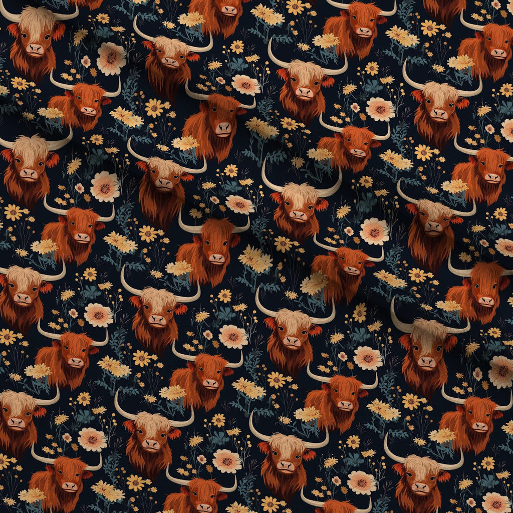 Bovine Blooms Pattern 5 Fleece Fabric — fleece fabric folded close-up preview (mv-fleece-v1:lying)