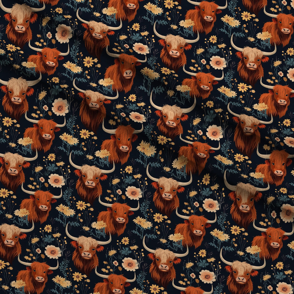 Bovine Blooms Pattern 5 Fleece Fabric — fleece fabric folded close-up preview (mv-fleece-v1:lying)