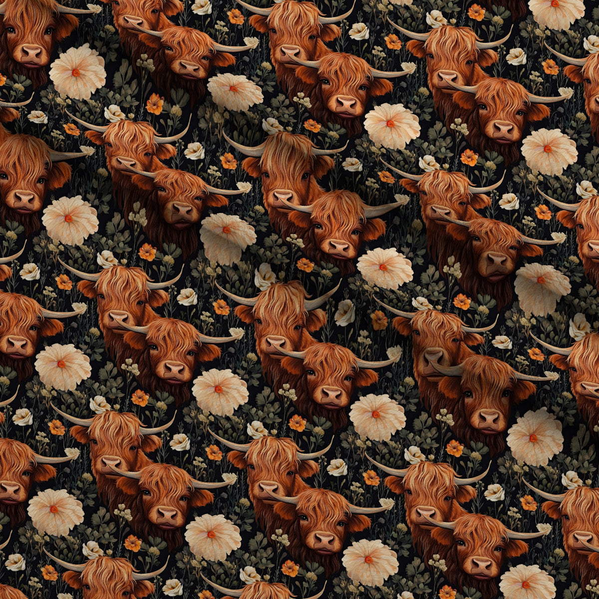 Bovine Blooms Pattern 8 Fleece Fabric — fleece fabric folded close-up preview (mv-fleece-v1:lying)