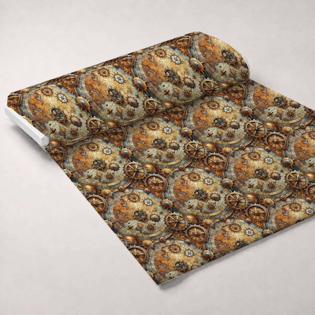 Brass Atlas Pattern 1 Fleece Fabric — fleece fabric unrolled bolt preview (mv-fleece-v1:bolt)