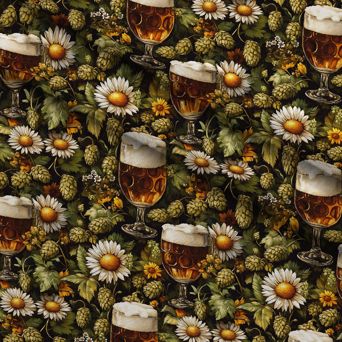 Brewery Blooms Pattern 12 Fleece Fabric — fleece fabric folded close-up preview (mv-fleece-v1:lying)