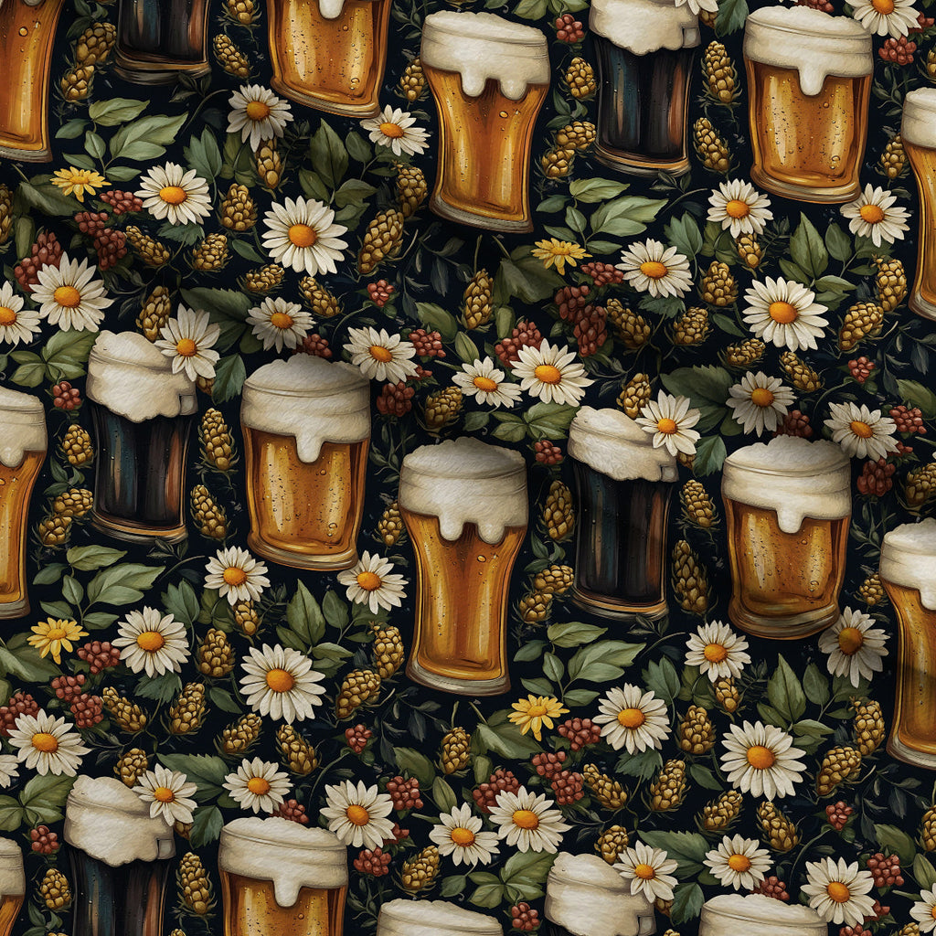 Brewery Blooms Pattern 14 Fleece Fabric — fleece fabric folded close-up preview (mv-fleece-v1:lying)