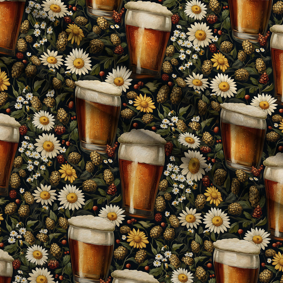 Brewery Blooms Pattern 16 Fleece Fabric — fleece fabric folded close-up preview (mv-fleece-v1:lying)
