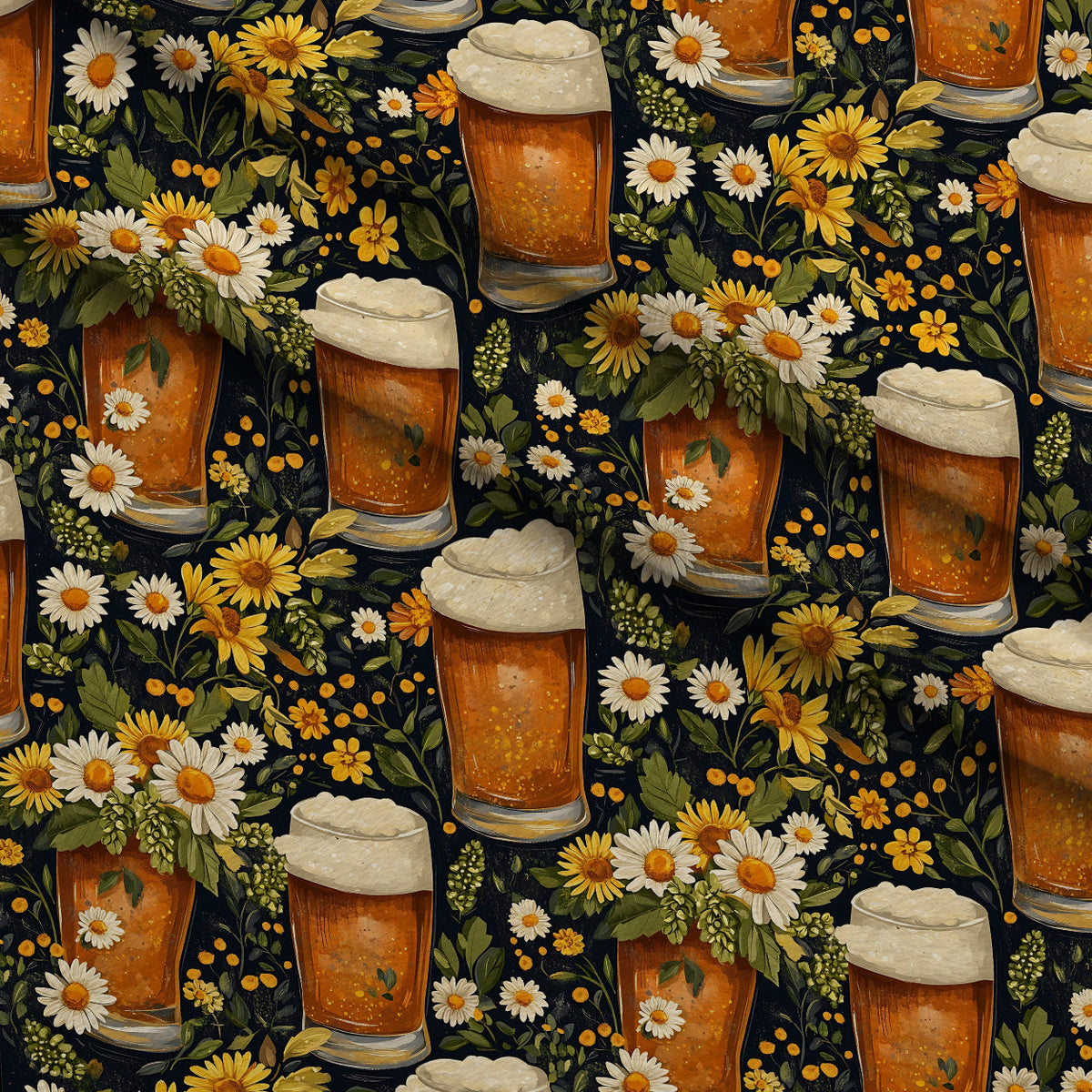 Brewery Blooms Pattern 6 Fleece Fabric — fleece fabric folded close-up preview (mv-fleece-v1:lying)