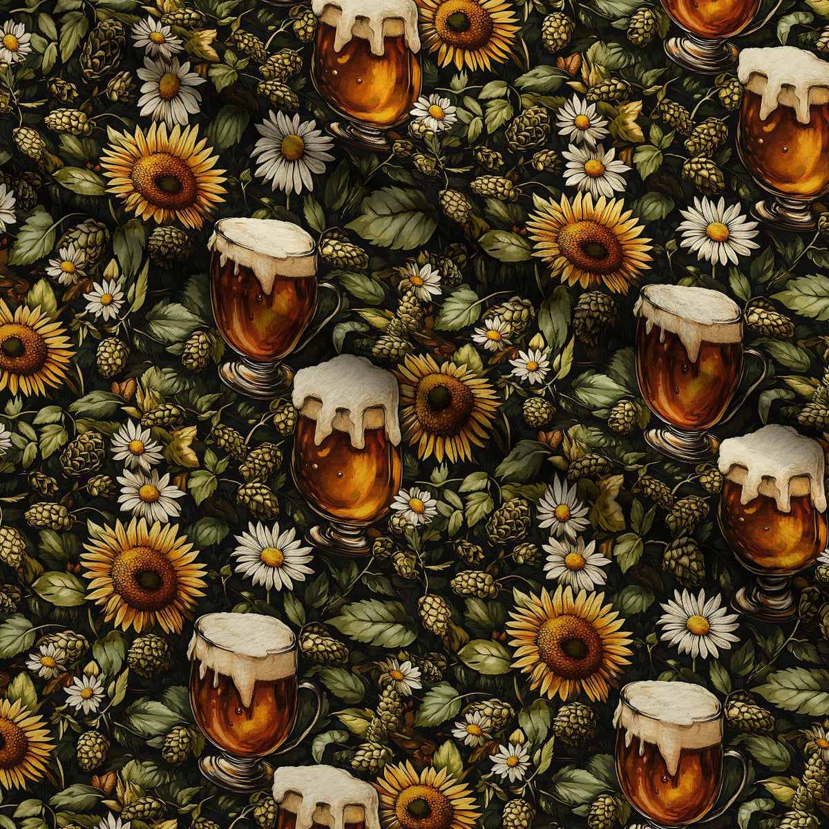 Brewery Blooms Pattern 8 Fleece Fabric — fleece fabric folded close-up preview (mv-fleece-v1:lying)