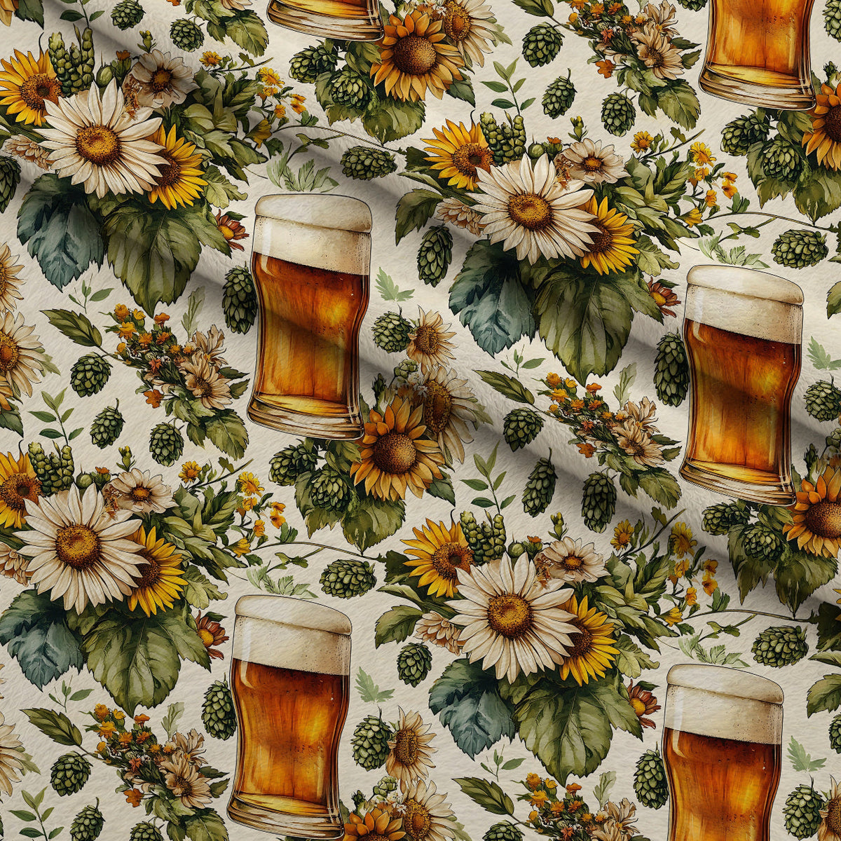 Brewery Blooms Pattern 9 Fleece Fabric — fleece fabric folded close-up preview (mv-fleece-v1:lying)