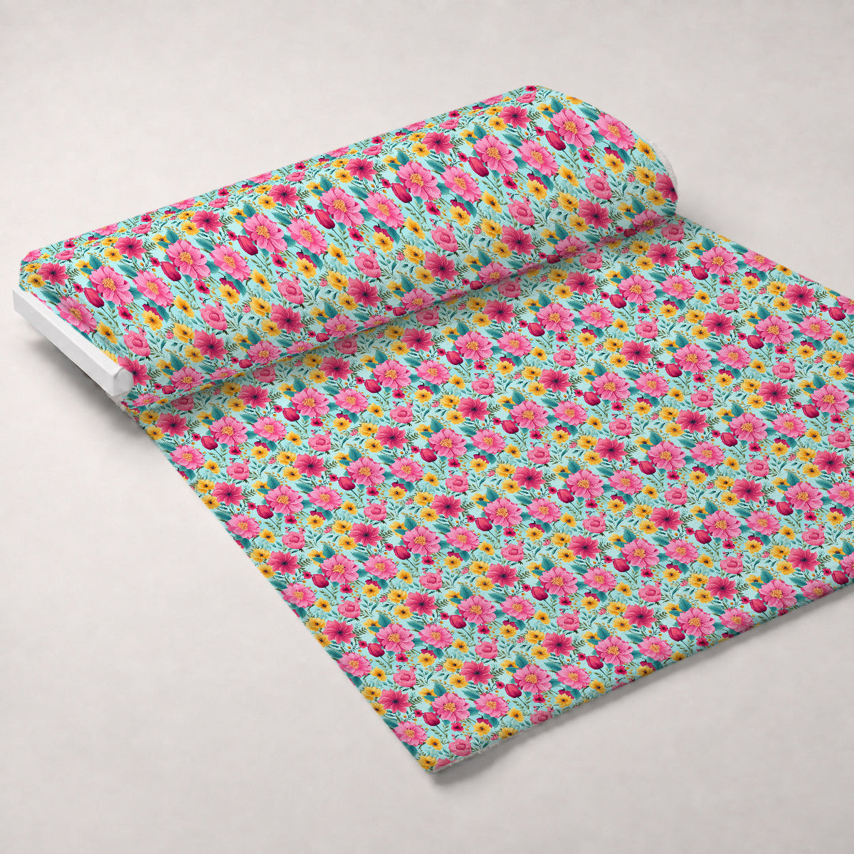 Bright Summer Blooming Flowers 11 Fleece Fabric — fleece fabric unrolled bolt preview (mv-fleece-v1:bolt)