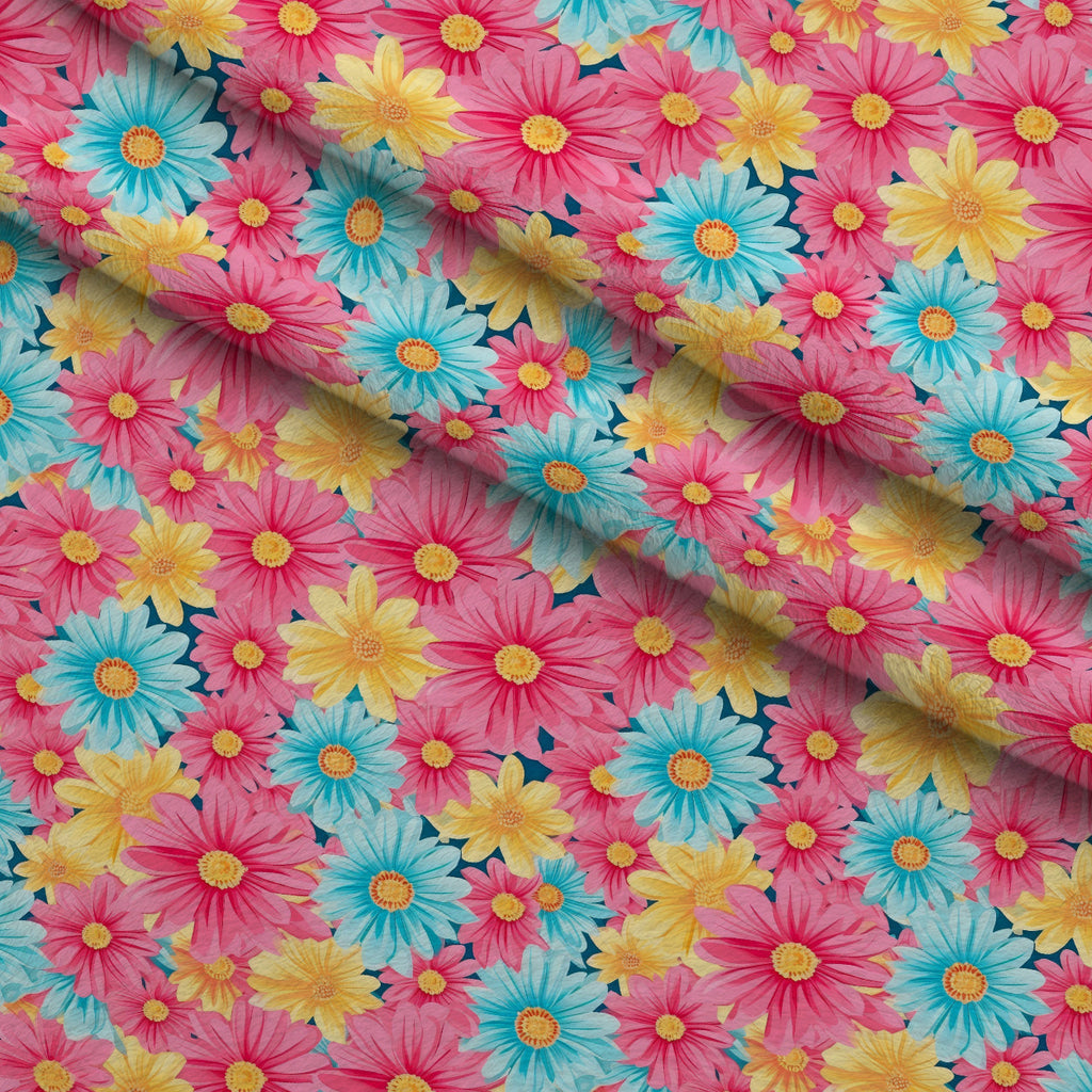 Bright Summer Blooming Flowers 7 Fleece Fabric — fleece fabric folded close-up preview (mv-fleece-v1:lying)