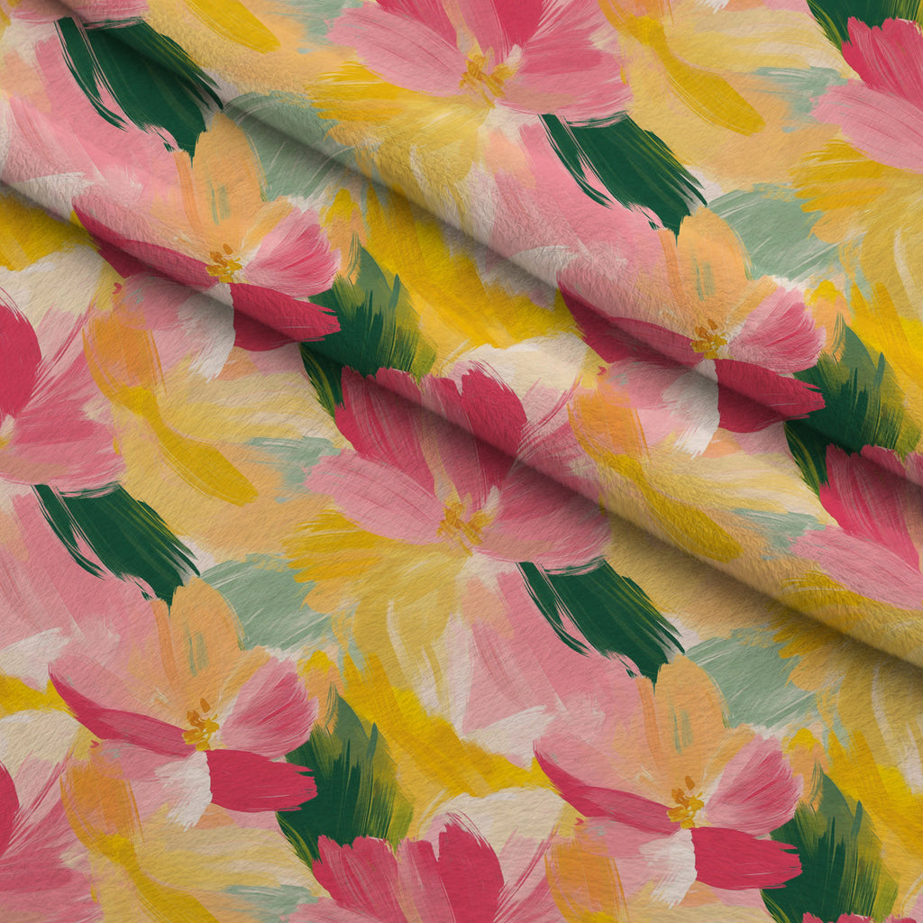 Brushstroke Bouquet Pattern 10 Fleece Fabric — fleece fabric folded close-up preview (mv-fleece-v1:lying)