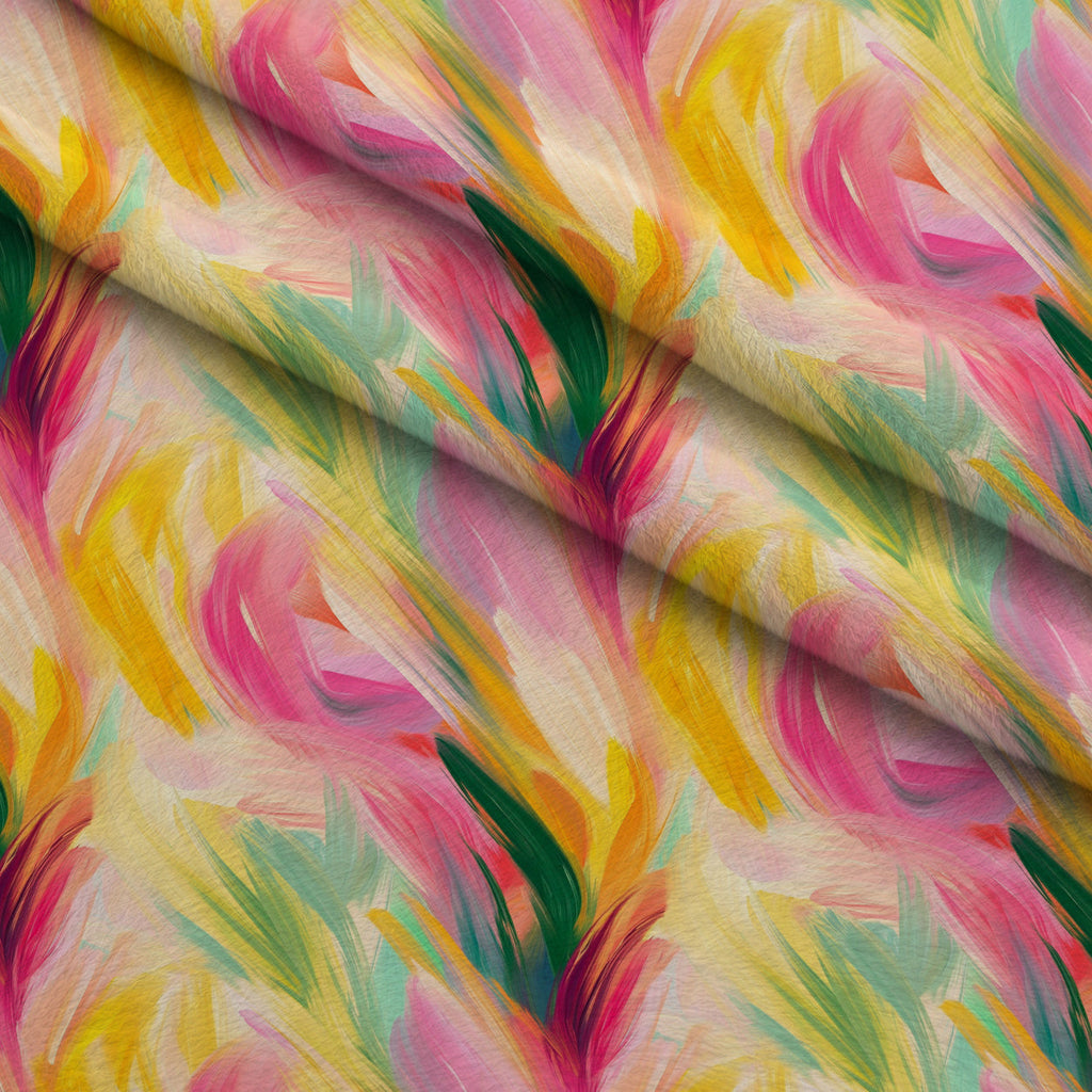 Brushstroke Bouquet Pattern 13 Fleece Fabric — fleece fabric folded close-up preview (mv-fleece-v1:lying)