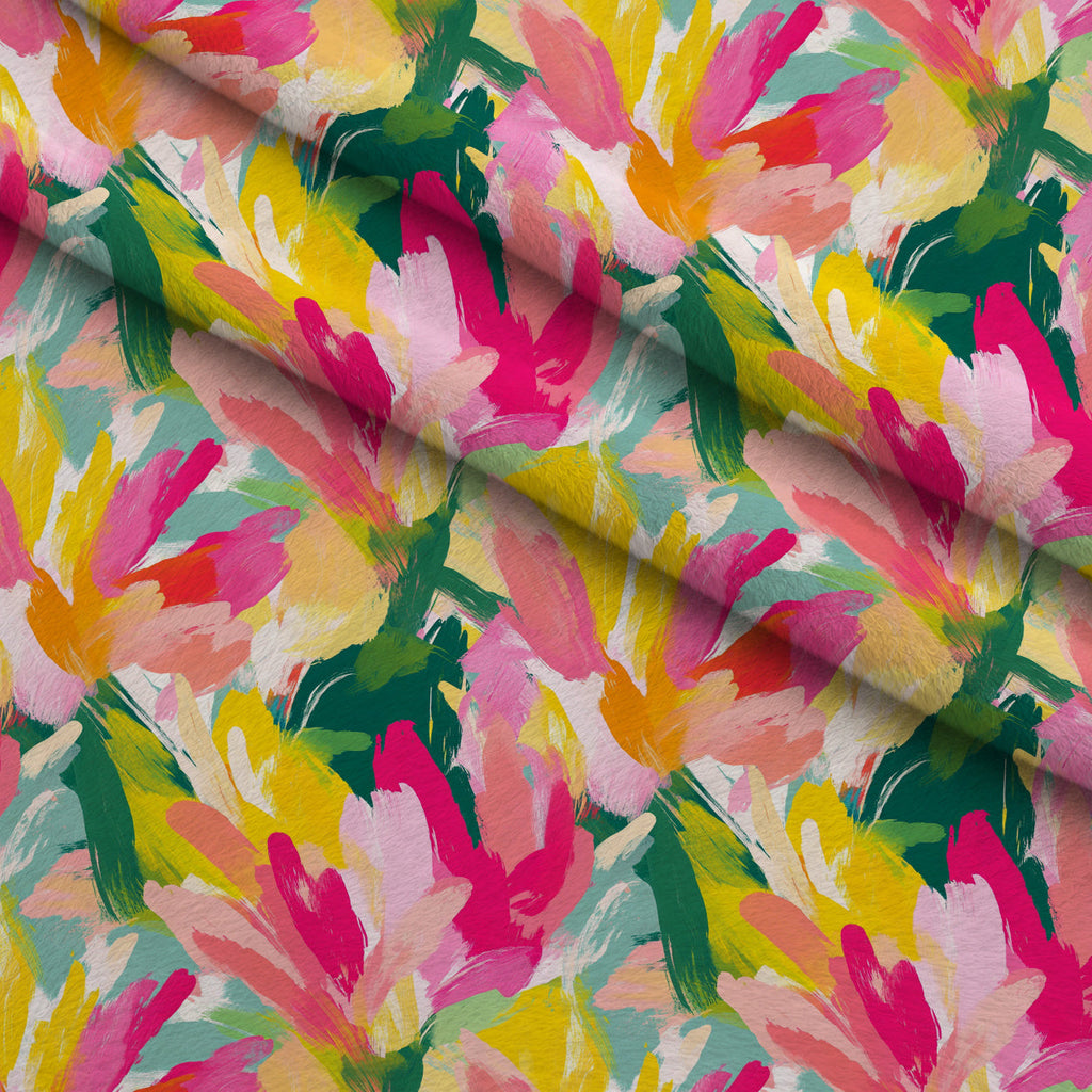 Brushstroke Bouquet Pattern 2 Fleece Fabric — fleece fabric folded close-up preview (mv-fleece-v1:lying)