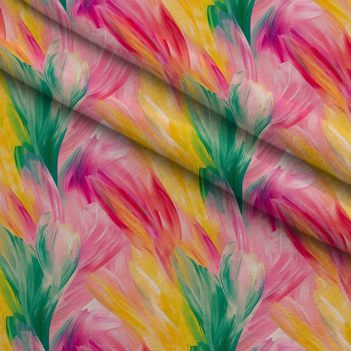 Brushstroke Bouquet Pattern 4 Fleece Fabric — fleece fabric folded close-up preview (mv-fleece-v1:lying)