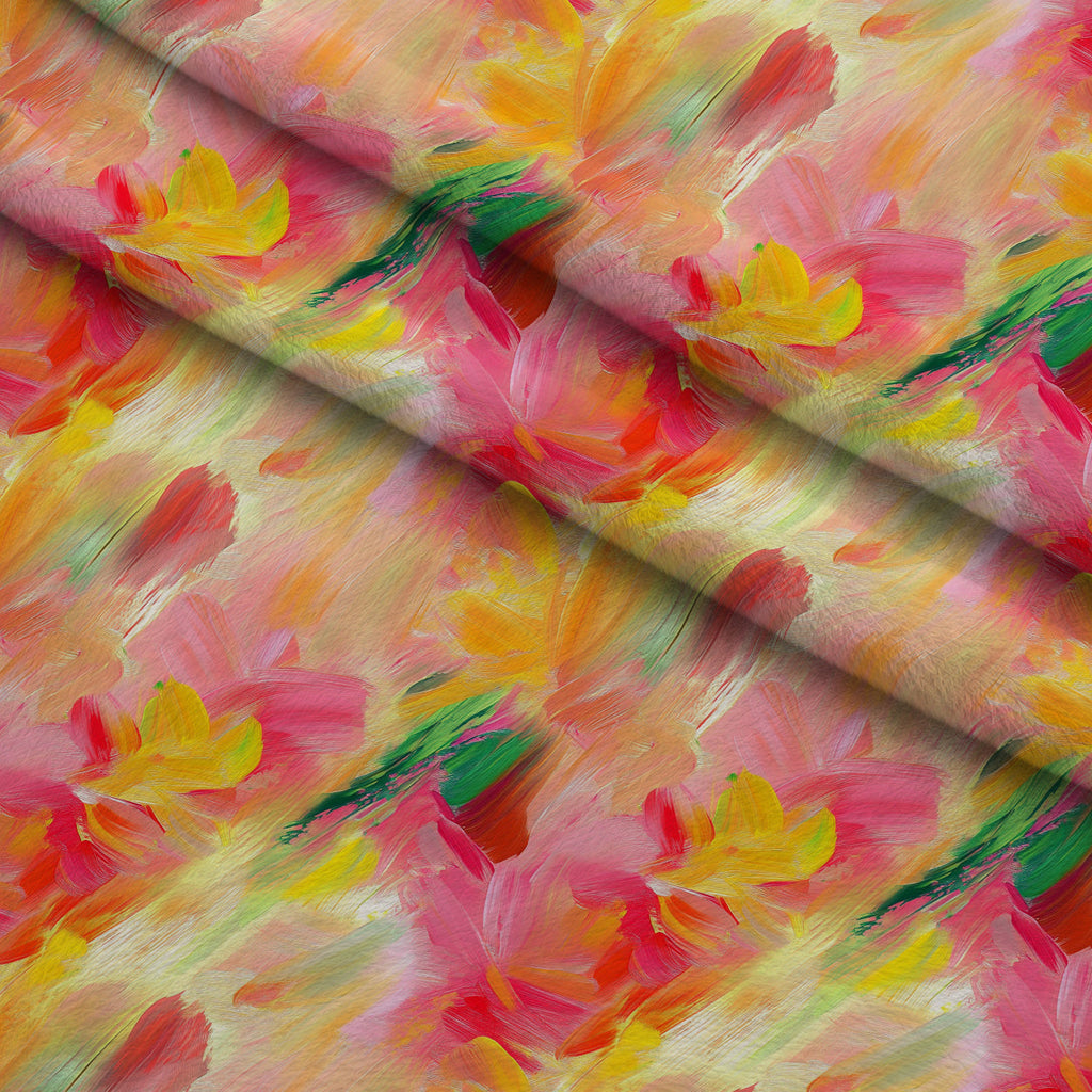 Brushstroke Bouquet Pattern 5 Fleece Fabric — fleece fabric folded close-up preview (mv-fleece-v1:lying)