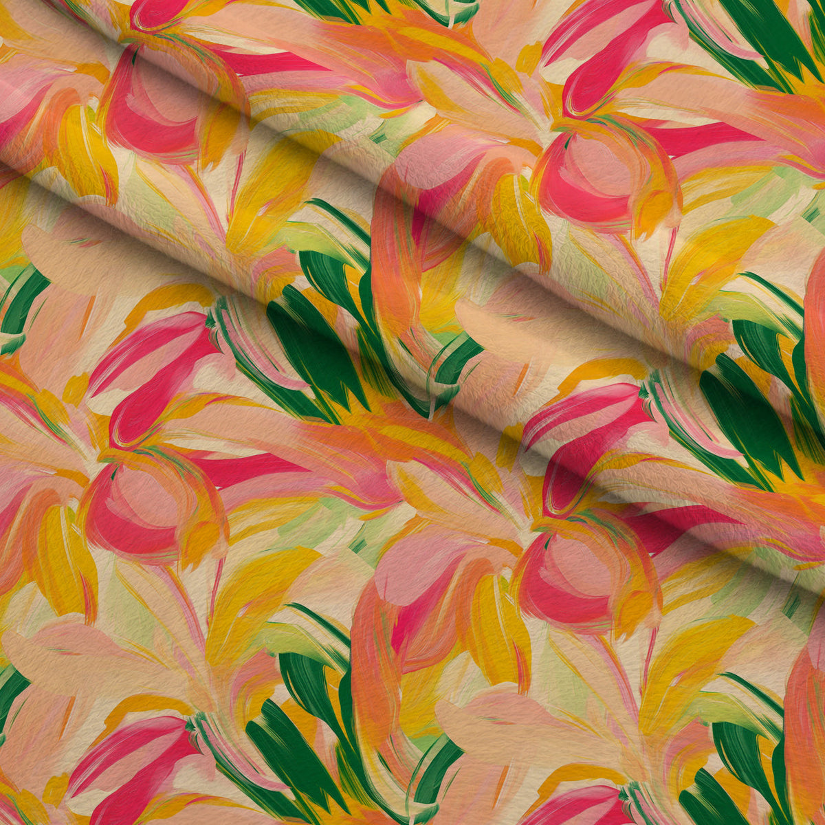 Brushstroke Bouquet Pattern 6 Fleece Fabric — fleece fabric folded close-up preview (mv-fleece-v1:lying)