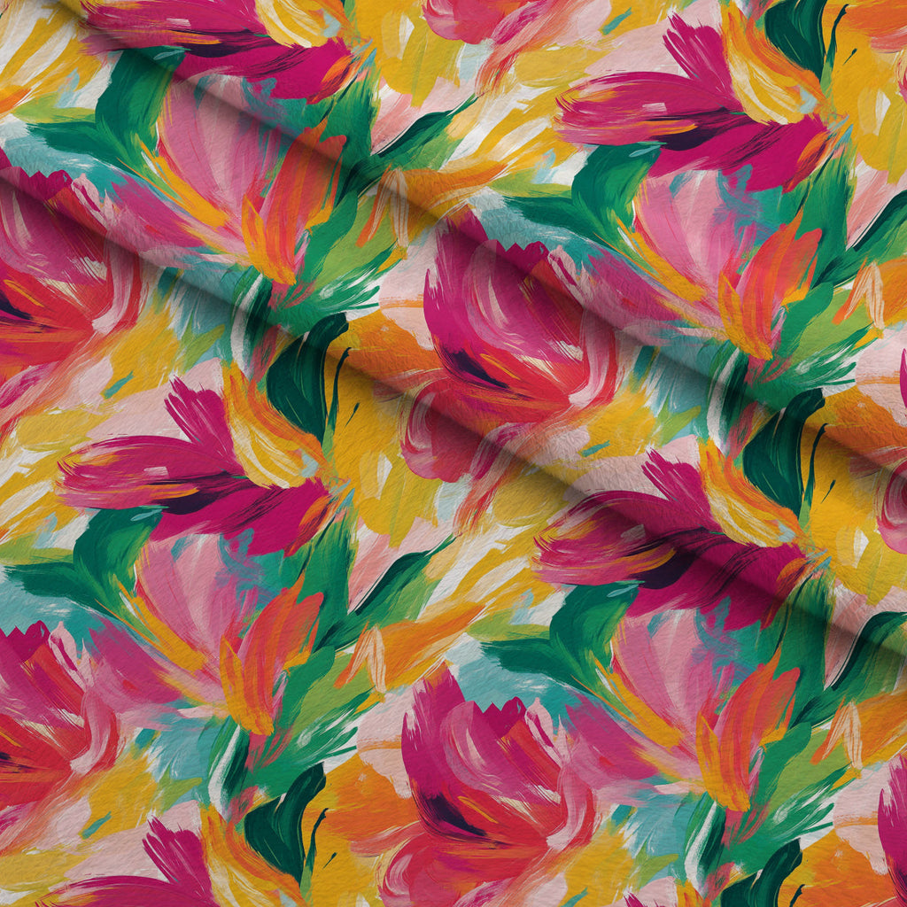 Brushstroke Bouquet Pattern 8 Fleece Fabric — fleece fabric folded close-up preview (mv-fleece-v1:lying)