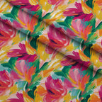 Brushstroke Bouquet Pattern 8 Fleece Fabric — fleece fabric folded close-up preview (mv-fleece-v1:lying)