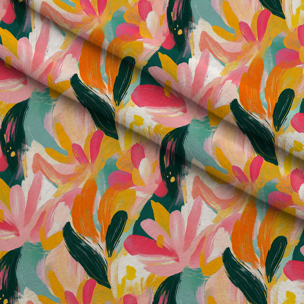 Brushstroke Bouquet Pattern 9 Fleece Fabric — fleece fabric folded close-up preview (mv-fleece-v1:lying)