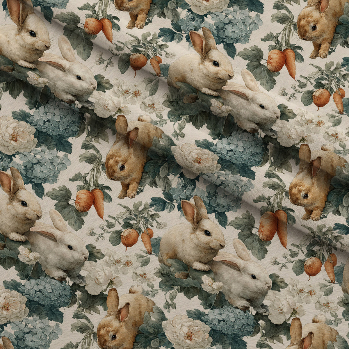 Bunny Blooms Pattern 12 Fleece Fabric — fleece fabric folded close-up preview (mv-fleece-v1:lying)