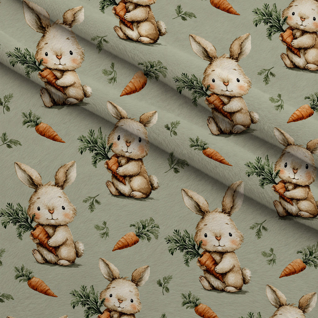 Bunny Blooms Pattern 13 Fleece Fabric — fleece fabric folded close-up preview (mv-fleece-v1:lying)
