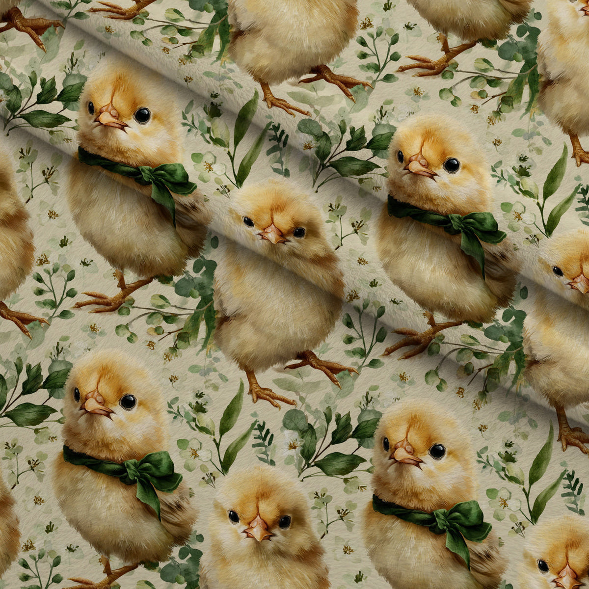 Bunny Blooms Pattern 14 Fleece Fabric — fleece fabric folded close-up preview (mv-fleece-v1:lying)