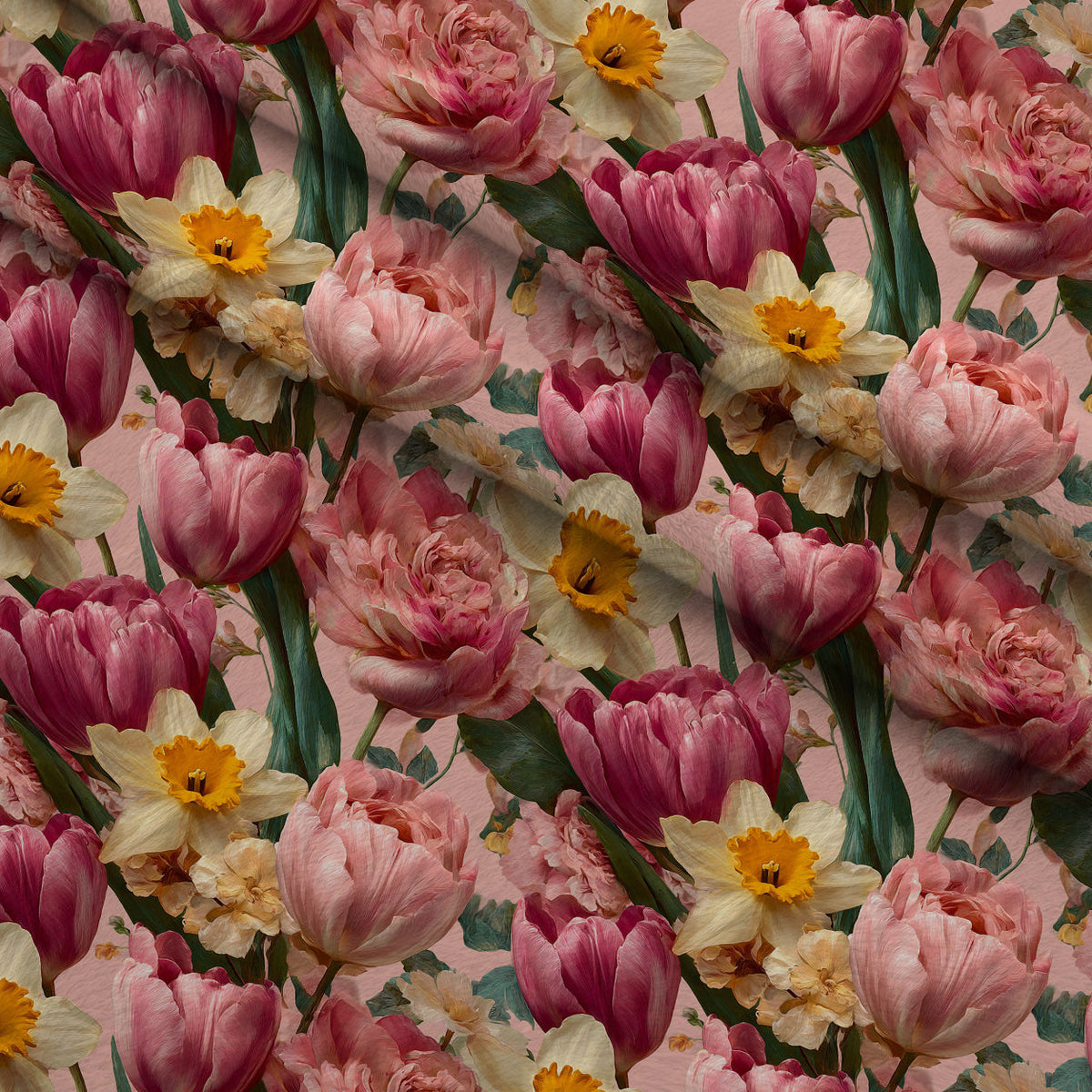 Bunny Blooms Pattern 21 Fleece Fabric — fleece fabric folded close-up preview (mv-fleece-v1:lying)