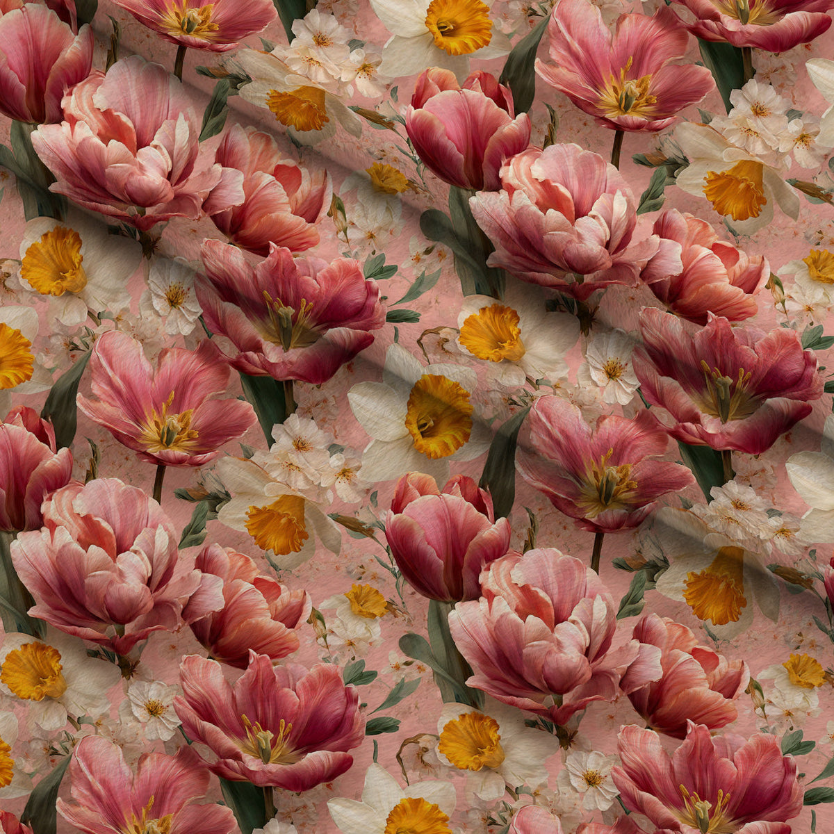 Bunny Blooms Pattern 22 Fleece Fabric — fleece fabric folded close-up preview (mv-fleece-v1:lying)