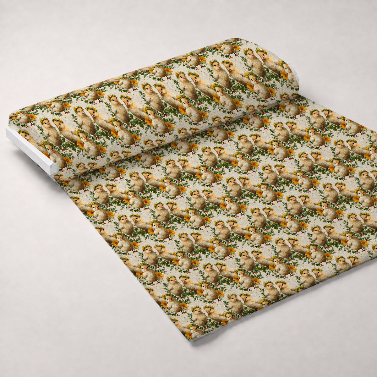 Bunny Blooms Pattern 23 Fleece Fabric — fleece fabric unrolled bolt preview (mv-fleece-v1:bolt)