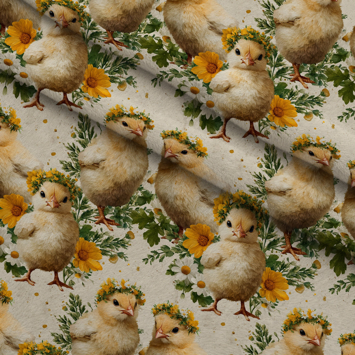 Bunny Blooms Pattern 23 Fleece Fabric — fleece fabric folded close-up preview (mv-fleece-v1:lying)