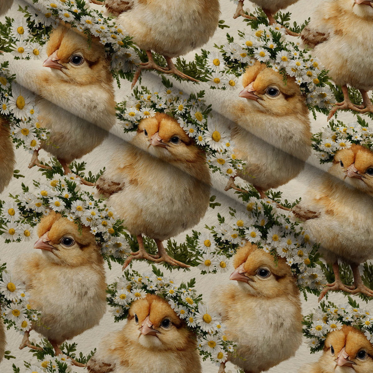 Bunny Blooms Pattern 24 Fleece Fabric — fleece fabric folded close-up preview (mv-fleece-v1:lying)
