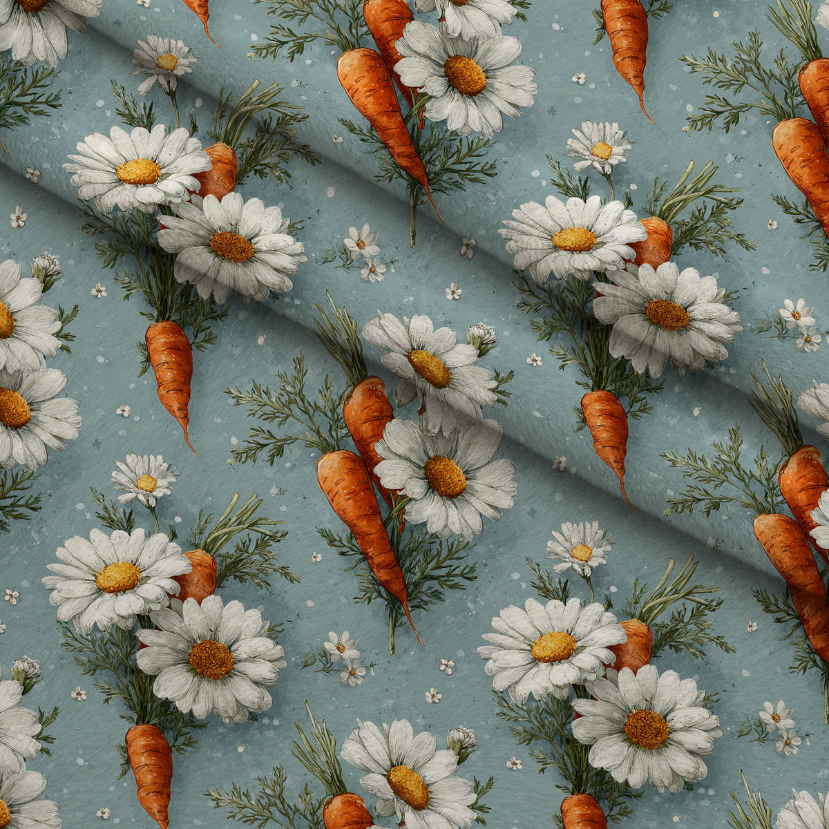 Bunny Blooms Pattern 27 Fleece Fabric — fleece fabric folded close-up preview (mv-fleece-v1:lying)