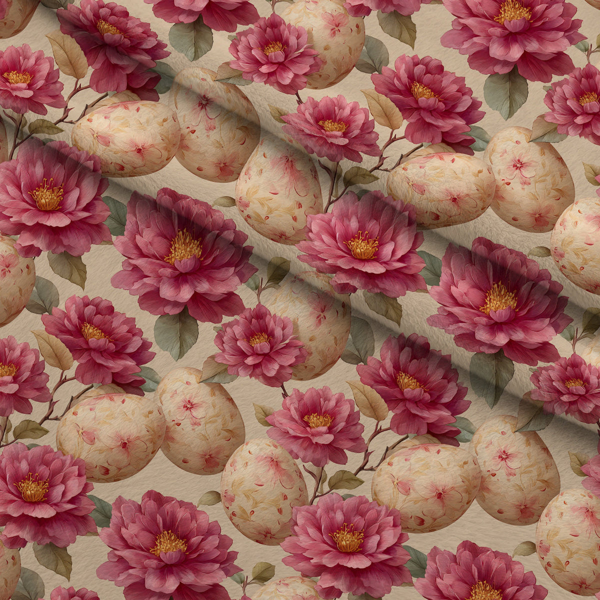 Bunny Blooms Pattern 30 Fleece Fabric — fleece fabric folded close-up preview (mv-fleece-v1:lying)