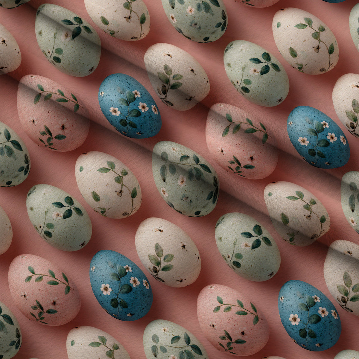 Bunny Blooms Pattern 31 Fleece Fabric — fleece fabric folded close-up preview (mv-fleece-v1:lying)