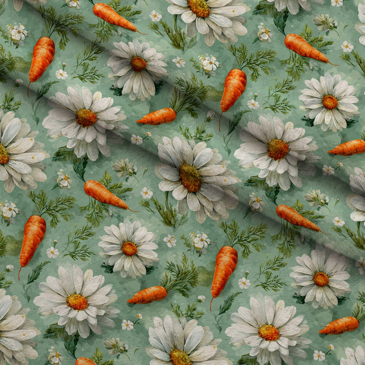 Bunny Blooms Pattern 32 Fleece Fabric — fleece fabric folded close-up preview (mv-fleece-v1:lying)