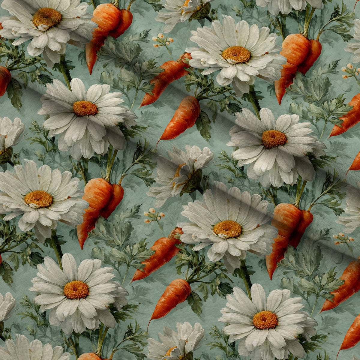 Bunny Blooms Pattern 33 Fleece Fabric — fleece fabric folded close-up preview (mv-fleece-v1:lying)