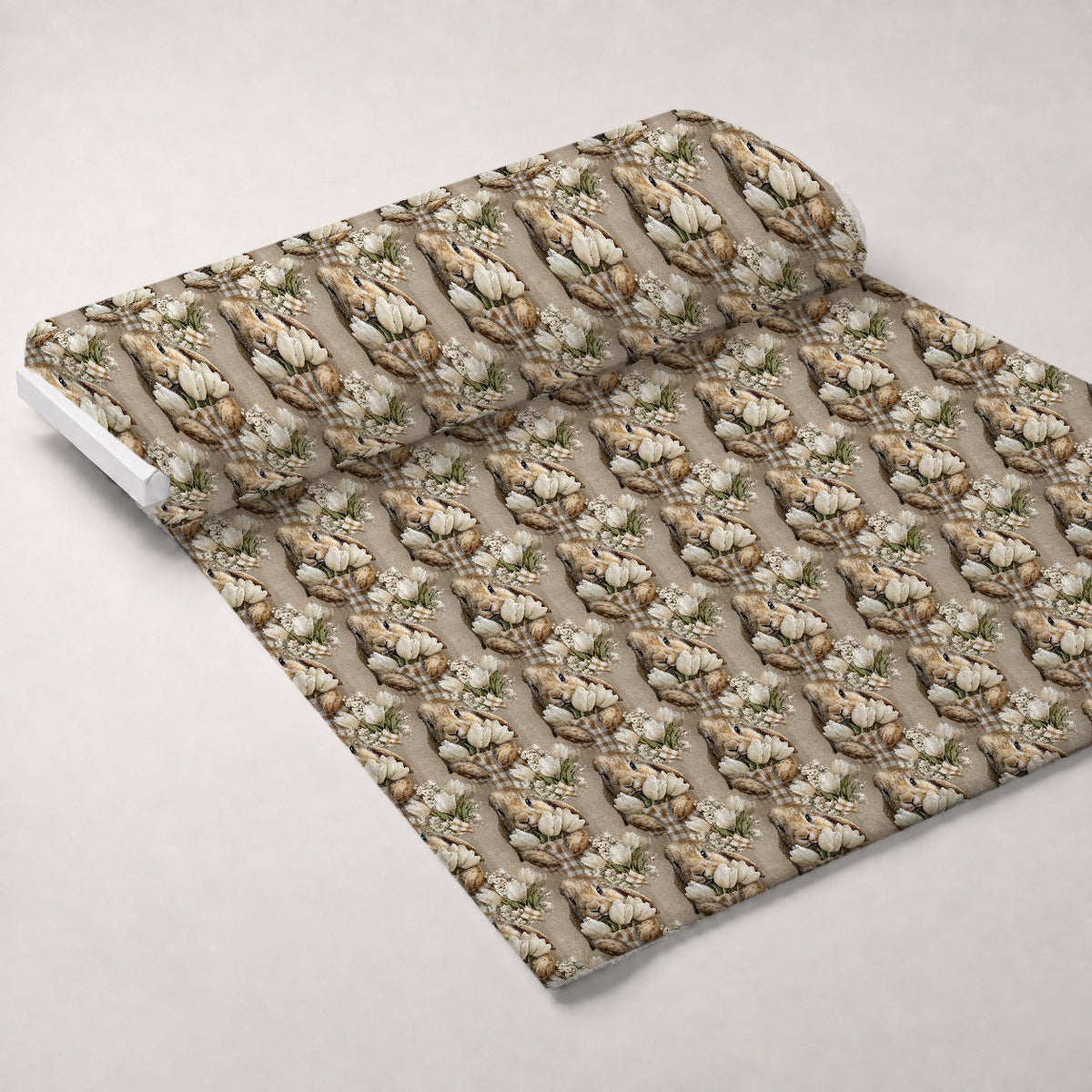 Bunny Blooms Pattern 35 Fleece Fabric — fleece fabric unrolled bolt preview (mv-fleece-v1:bolt)