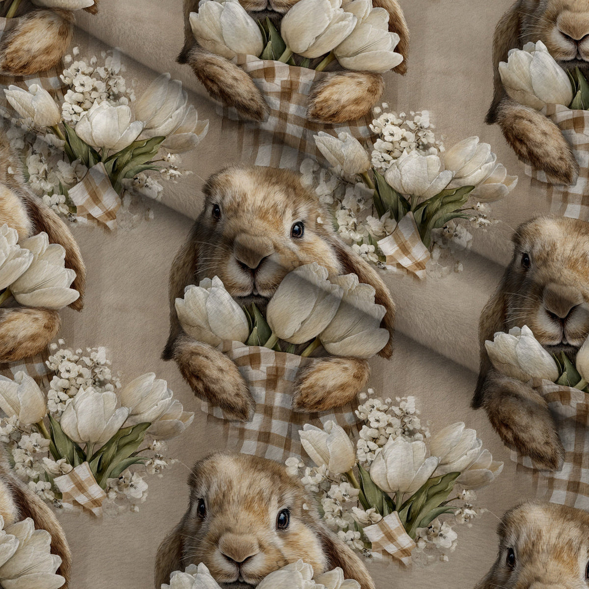 Bunny Blooms Pattern 35 Fleece Fabric — fleece fabric folded close-up preview (mv-fleece-v1:lying)