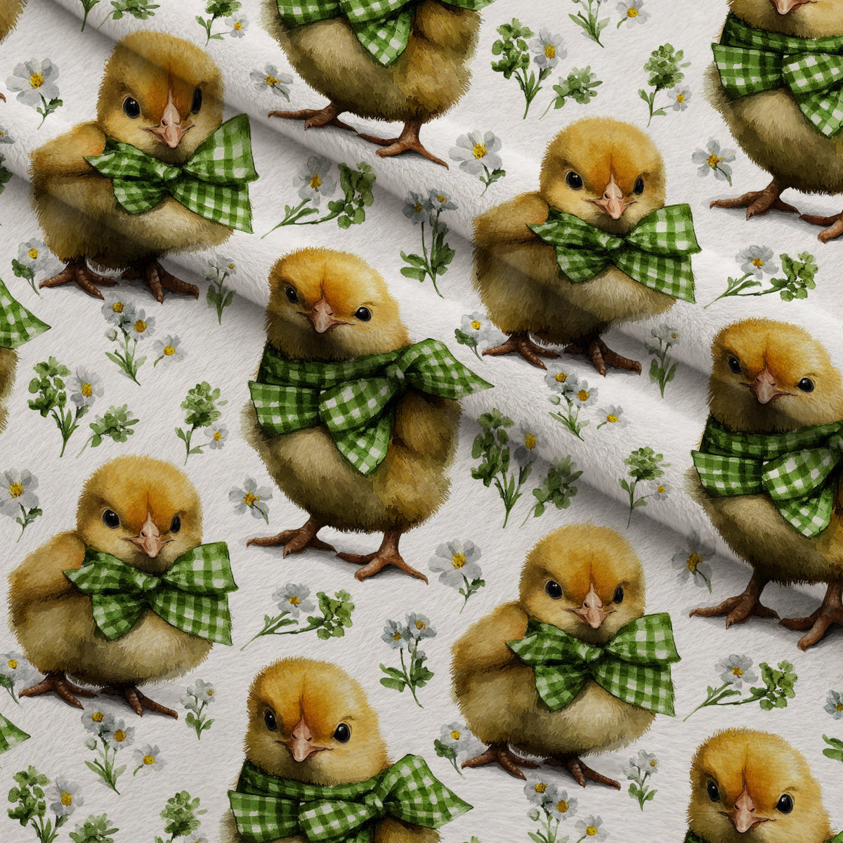 Bunny Blooms Pattern 38 Fleece Fabric — fleece fabric folded close-up preview (mv-fleece-v1:lying)