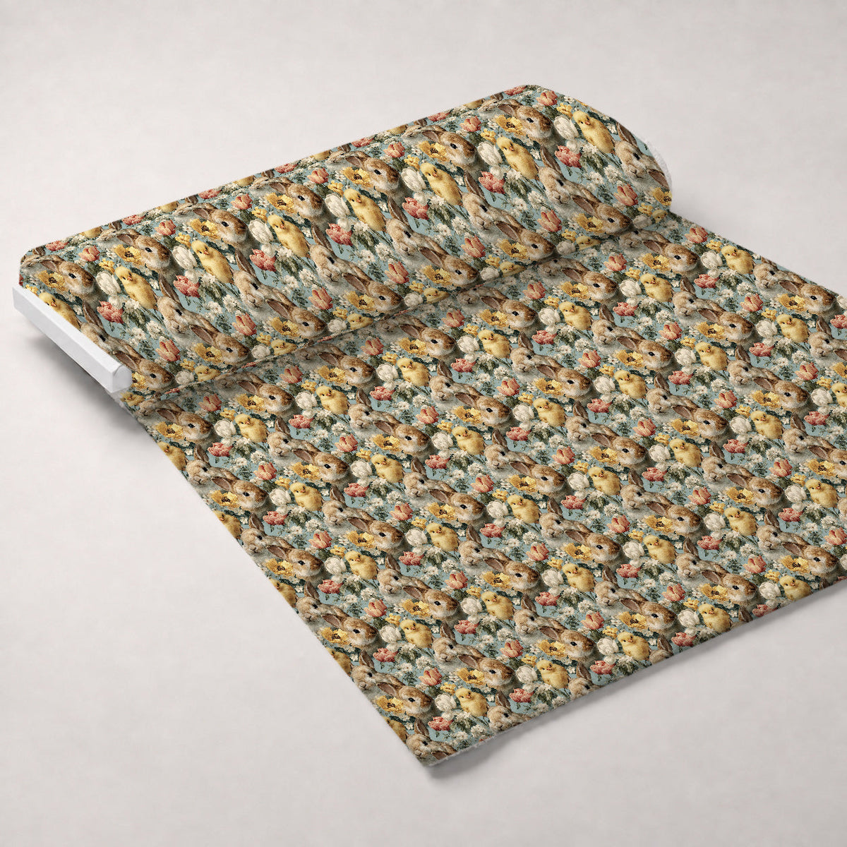 Bunny Blooms Pattern 4 Fleece Fabric — fleece fabric unrolled bolt preview (mv-fleece-v1:bolt)