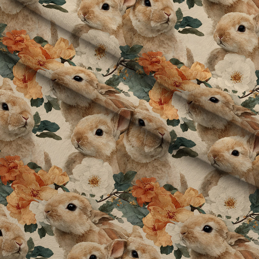 Bunny Blooms Pattern 42 Fleece Fabric — fleece fabric folded close-up preview (mv-fleece-v1:lying)