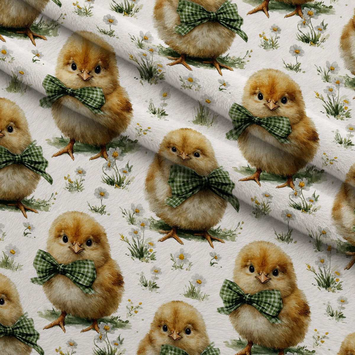 Bunny Blooms Pattern 45 Fleece Fabric — fleece fabric folded close-up preview (mv-fleece-v1:lying)